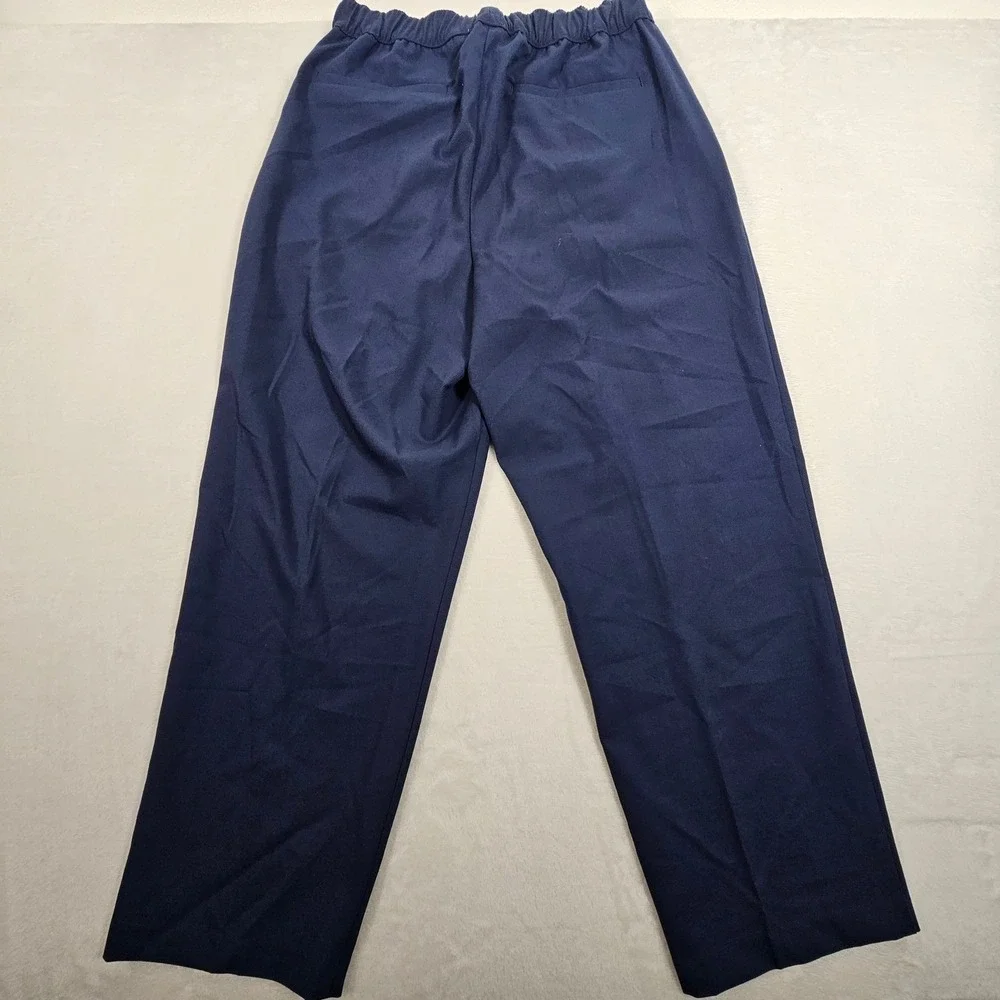 Mode Of One Men Navy Blue Elastic Waist Pleated Wide Leg Pants‎ Size Large